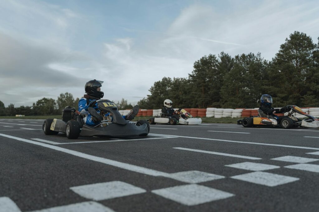 Go karts on a track
